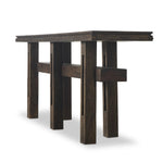 Crafted from smoked alder, this Wabi Sabi-inspired console brings an organic look to your space. With staggered legs, chamfered edges and a central stretcher, this piece is perfect for media display or styled in the living room or entryway Amethyst Home provides interior design, new home construction design consulting, vintage area rugs, and lighting in the Monterey metro area.
