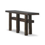 Crafted from smoked alder, this Wabi Sabi-inspired console brings an organic look to your space. With staggered legs, chamfered edges and a central stretcher, this piece is perfect for media display or styled in the living room or entryway Amethyst Home provides interior design, new home construction design consulting, vintage area rugs, and lighting in the Omaha metro area.