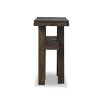 Crafted from smoked alder, this Wabi Sabi-inspired console brings an organic look to your space. With staggered legs, chamfered edges and a central stretcher, this piece is perfect for media display or styled in the living room or entryway Amethyst Home provides interior design, new home construction design consulting, vintage area rugs, and lighting in the Salt Lake City metro area.