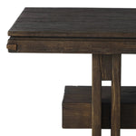 Crafted from smoked alder, this Wabi Sabi-inspired console brings an organic look to your space. With staggered legs, chamfered edges and a central stretcher, this piece is perfect for media display or styled in the living room or entryway Amethyst Home provides interior design, new home construction design consulting, vintage area rugs, and lighting in the Washington metro area.