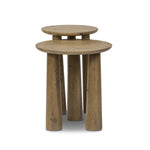 Featuring Cooper Drifted Oak Nesting End Tables by Four Hands at Amethyst Home. Chamfered tops and tapered legs define the artisanship of these three-leg nesting tables. Crafted from drifted oak veneer, their natural texture and clean design make them a clever addition to any room, whether styled together or apart. Overall Dimensions: 17.50"w x 17.50"d x 21.00. Amethyst Home provides interior design, new home construction design consulting, vintage area rugs, and lighting in the Boston metro area.