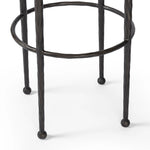 Featuring Corinne Ivan Stone Bar + Counter Stool by Four Hands at Amethyst Home. Hammered bronze legs with ball-shaped foot details elevate this simply shaped counter stool. A round, cushioned seat in a heavy boucle-like fabric finishes this counter-height stool's clean, inviting look.BarOverall Dimensions: 17.00"w x 17.00"d x 31.25"hWeight: 32.19 lbsCoun. Amethyst Home provides interior design, new home construction design consulting, vintage area rugs, and lighting in the Kansas City metro area.