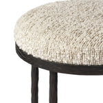 Featuring Corinne Ivan Stone Bar + Counter Stool by Four Hands at Amethyst Home. Hammered bronze legs with ball-shaped foot details elevate this simply shaped counter stool. A round, cushioned seat in a heavy boucle-like fabric finishes this counter-height stool's clean, inviting look.BarOverall Dimensions: 17.00"w x 17.00"d x 31.25"hWeight: 32.19 lbsCounterOve. Amethyst Home provides interior design, new home construction design consulting, vintage area rugs, and lighting in the Miami metro area.