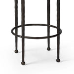 Featuring Corinne Ivan Stone Bar + Counter Stool by Four Hands at Amethyst Home. Hammered bronze legs with ball-shaped foot details elevate this simply shaped counter stool. A round, cushioned seat in a heavy boucle-like fabric finishes this counter-height stool's clean, inviting look.BarOverall Dimensions: 17.00"w x 17.00"d x 31.25"hWeight: 32.19 lbsCounte. Amethyst Home provides interior design, new home construction design consulting, vintage area rugs, and lighting in the San Diego metro area.