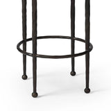Featuring Corinne Ivan Stone Bar + Counter Stool by Four Hands at Amethyst Home. Hammered bronze legs with ball-shaped foot details elevate this simply shaped counter stool. A round, cushioned seat in a heavy boucle-like fabric finishes this counter-height stool's clean, inviting look.BarOverall Dimensions: 17.00"w x 17.00"d x 31.25"hWeight: 32.19 lbsCounte. Amethyst Home provides interior design, new home construction design consulting, vintage area rugs, and lighting in the San Diego metro area.