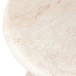 Soft curves define this classic pedestal-style outdoor end table. Cast concrete is finished with a natural water transfer finish meant to mimic natural veined marble. Cover or store inside during inclement weather and when not in use. Amethyst Home provides interior design, new home construction design consulting, vintage area rugs, and lighting in the Alpharetta metro area.