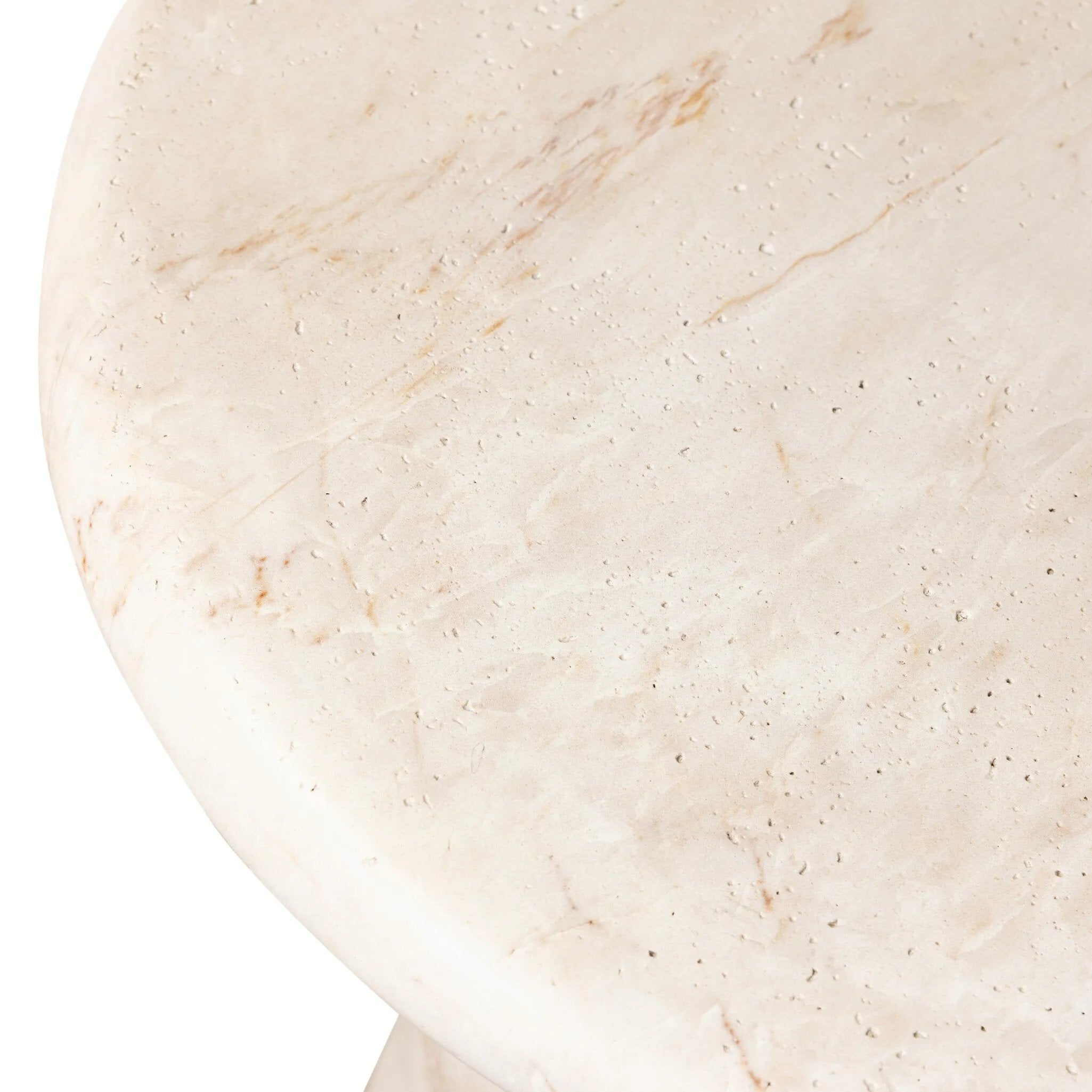 Soft curves define this classic pedestal-style outdoor end table. Cast concrete is finished with a natural water transfer finish meant to mimic natural veined marble. Cover or store inside during inclement weather and when not in use. Amethyst Home provides interior design, new home construction design consulting, vintage area rugs, and lighting in the Alpharetta metro area.