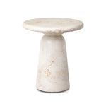 Soft curves define this classic pedestal-style outdoor end table. Cast concrete is finished with a natural water transfer finish meant to mimic natural veined marble. Cover or store inside during inclement weather and when not in use. Amethyst Home provides interior design, new home construction design consulting, vintage area rugs, and lighting in the Nashville metro area.