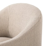 Featuring Cove Laine Navy Dining Chair With Casters by Four Hands at Amethyst Home. A polished form with curved lines and upholstered in a flax/linen blend, this chair brings quiet sophistication to the dining room. Functional casters allow easy movement. This item has limited online distribution and may not be sold on websites without prior approval.Overall . Amethyst Home provides interior design, new home construction design consulting, vintage area rugs, and lighting in the Houston metro area.