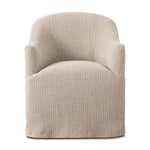 Featuring Cove Laine Navy Dining Chair With Casters by Four Hands at Amethyst Home. A polished form with curved lines and upholstered in a flax/linen blend, this chair brings quiet sophistication to the dining room. Functional casters allow easy movement. This item has limited online distribution and may not be sold on websites without prior approval.Overall. Amethyst Home provides interior design, new home construction design consulting, vintage area rugs, and lighting in the Monterey metro area.
