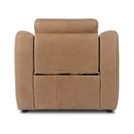 A modern take on the classic recliner. Customize your comfort level with the push of hidden buttons with pieces in our Power Motion collection. Made from caramel top-grain leather, with fiber-and-feather blend cushions plus web suspension for a plush, sink-in experience. A deployable footrest meets luxury with comfort Amethyst Home provides interior design, new home construction design consulting, vintage area rugs, and lighting in the Kansas City metro area.
