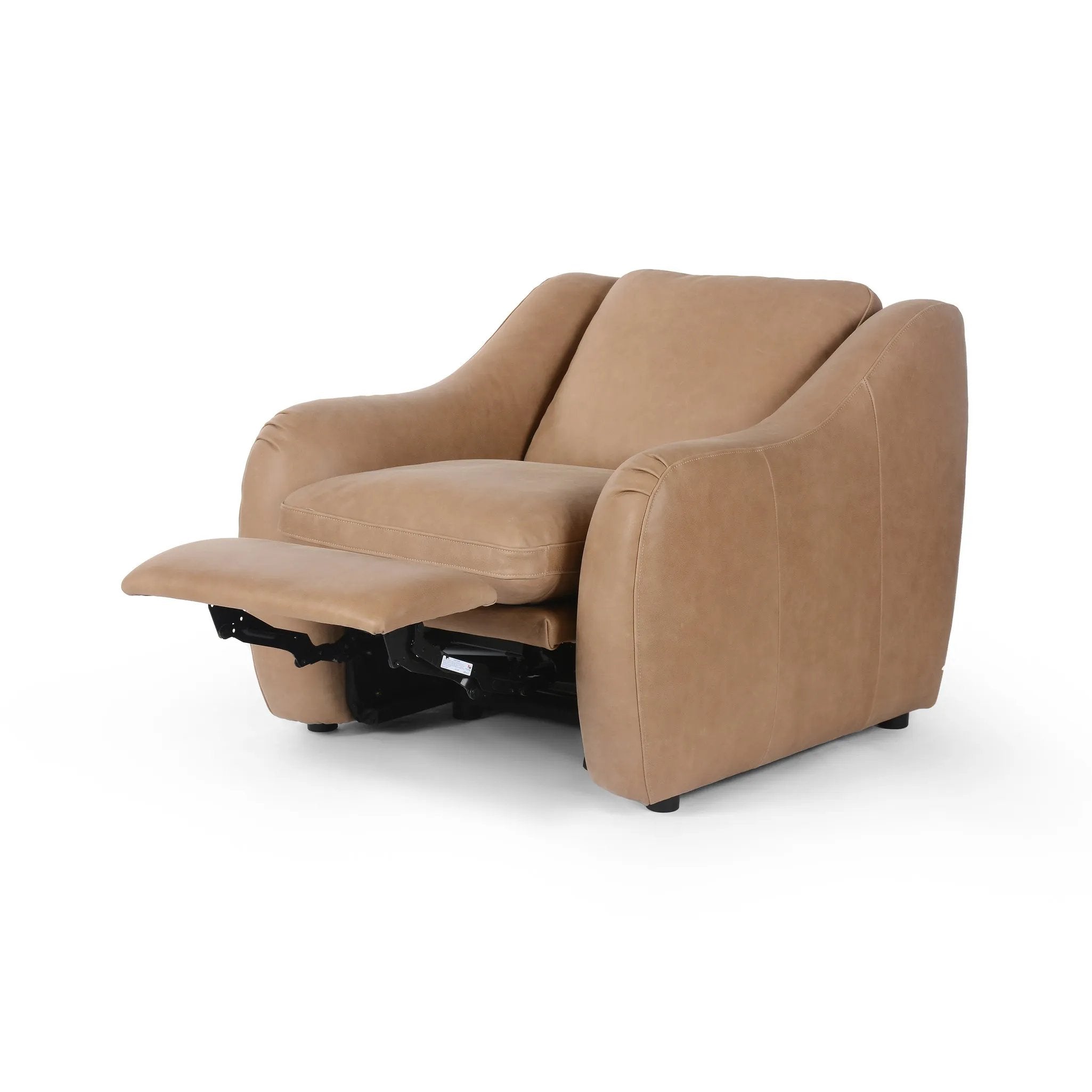 A modern take on the classic recliner. Customize your comfort level with the push of hidden buttons with pieces in our Power Motion collection. Made from caramel top-grain leather, with fiber-and-feather blend cushions plus web suspension for a plush, sink-in experience. A deployable footrest meets luxury with comfort Amethyst Home provides interior design, new home construction design consulting, vintage area rugs, and lighting in the Scottsdale metro area.