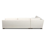 Modern shaping meets sink-in comfort for a piece that invites you and your guests to stay a little longer. The wide arms, slightly angled back and rectilinear edges on this three-piece sectional are softened with T-shaped cushions and an exaggerated bench-style seating in soft foam. Amethyst Home provides interior design, new home construction design consulting, vintage area rugs, and lighting in the Kansas City metro area.