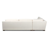 Modern shaping meets sink-in comfort for a piece that invites you and your guests to stay a little longer. The wide arms, slightly angled back and rectilinear edges on this three-piece sectional are softened with T-shaped cushions and an exaggerated bench-style seating in soft foam. Amethyst Home provides interior design, new home construction design consulting, vintage area rugs, and lighting in the Kansas City metro area.