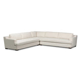 Modern shaping meets sink-in comfort for a piece that invites you and your guests to stay a little longer. The wide arms, slightly angled back and rectilinear edges on this three-piece sectional are softened with T-shaped cushions and an exaggerated bench-style seating in soft foam. Amethyst Home provides interior design, new home construction design consulting, vintage area rugs, and lighting in the Tampa metro area.