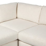 Modern shaping meets sink-in comfort for a piece that invites you and your guests to stay a little longer. The wide arms, slightly angled back and rectilinear edges on this three-piece sectional are softened with T-shaped cushions and an exaggerated bench-style seating in soft foam. Amethyst Home provides interior design, new home construction design consulting, vintage area rugs, and lighting in the Winter Garden metro area.