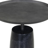 Simply sophisticated. Finished in a polished black, a solid turned marble base supports a tray-style tabletop of hammered grey aluminum, spurring a luxe look with natural movement Amethyst Home provides interior design, new home construction design consulting, vintage area rugs, and lighting in the Kansas City metro area.