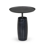 Simply sophisticated. Finished in a polished black, a solid turned marble base supports a tray-style tabletop of hammered grey aluminum, spurring a luxe look with natural movement Amethyst Home provides interior design, new home construction design consulting, vintage area rugs, and lighting in the Los Angeles metro area.