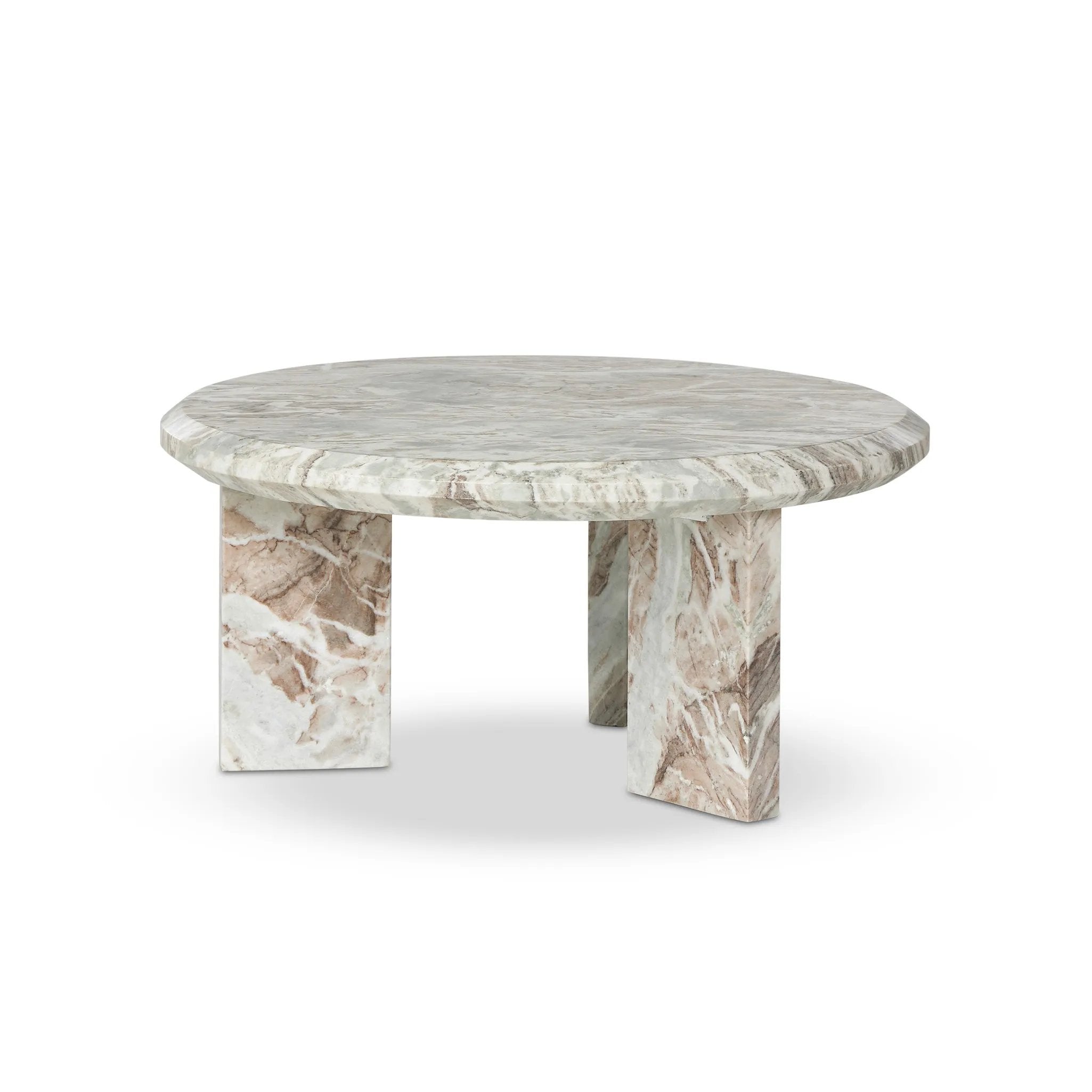 A sculpted coffee table of creamy Sawar Indian marble, with block legs and chamfered edges — perfectly sized for intimate spaces. Natural veining ensures each table is one of a kind, celebrating the beauty natural marble Amethyst Home provides interior design, new home construction design consulting, vintage area rugs, and lighting in the Park City metro area.