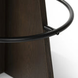 Featuring Damon Sapphire Khaki  Swivel Bar + Counter Stool by Four Hands at Amethyst Home. Large angular panels merge to form a geometrically inspired base in this modern counter stool. The circle metal ring around the base serves as a footrest, while the round upholstered cushion provides comfortable seating. The 360-degree swivel function adds versatilit. Amethyst Home provides interior design, new home construction design consulting, vintage area rugs, and lighting in the Washington metro area.