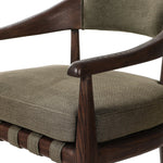 Featuring Dane Broadway Olive Stool by Four Hands at Amethyst Home. Traditional safari styling is brought to modern speed. A solid wood frame features a webbed seating structure that brings a supported, sink-in feel to the entire piece. The upholstered back, strap details and loose cushion are finished in an olive flax/linen-blend fabric. Perfectly sized for th. Amethyst Home provides interior design, new home construction design consulting, vintage area rugs, and lighting in the Tampa metro area.