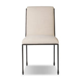 European inspiration gives streamlined character to this high-back metal-framed dining chair. Bent metal detail and tapered feet add interesting elements. Supported with upholstered seating in snow-white Crypton® performance fabric. Crypton® fabric is specially engineered for protection against stains, moisture and odor Amethyst Home provides interior design, new home construction design consulting, vintage area rugs, and lighting in the Des Moines metro area.