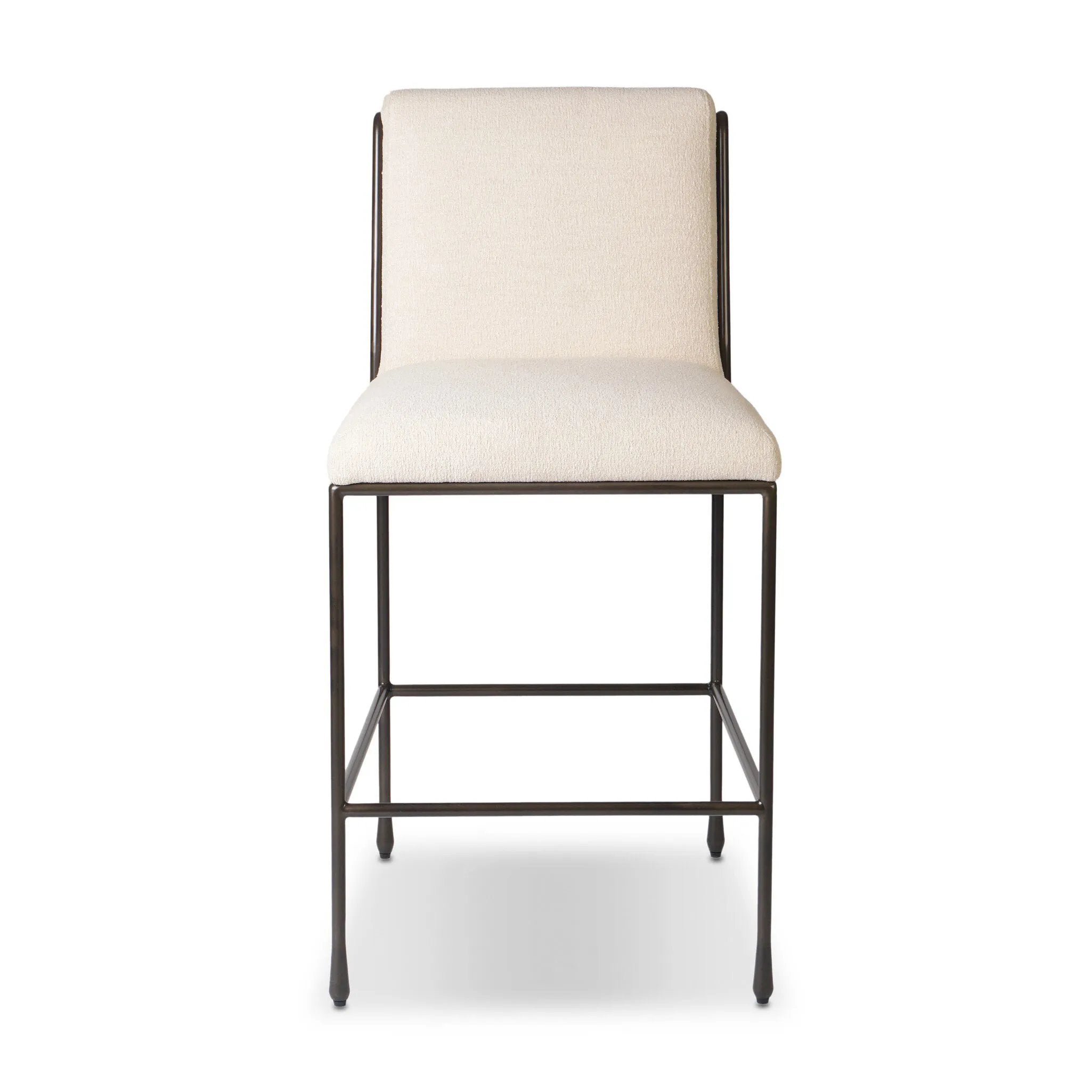 European inspiration gives streamlined character to this high-back metal-framed stool. Slim, bent metal detail and tapered feet add interesting elements. Supported with upholstered seating in snow-white Crypton® performance fabric. Crypton® performance fabric is specially engineered for protection against stains, moisture and odor Amethyst Home provides interior design, new home construction design consulting, vintage area rugs, and lighting in the Des Moines metro area.