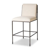 European inspiration gives streamlined character to this high-back metal-framed stool. Slim, bent metal detail and tapered feet add interesting elements. Supported with upholstered seating in snow-white Crypton® performance fabric. Crypton® performance fabric is specially engineered for protection against stains, moisture and odor Amethyst Home provides interior design, new home construction design consulting, vintage area rugs, and lighting in the Tampa metro area.