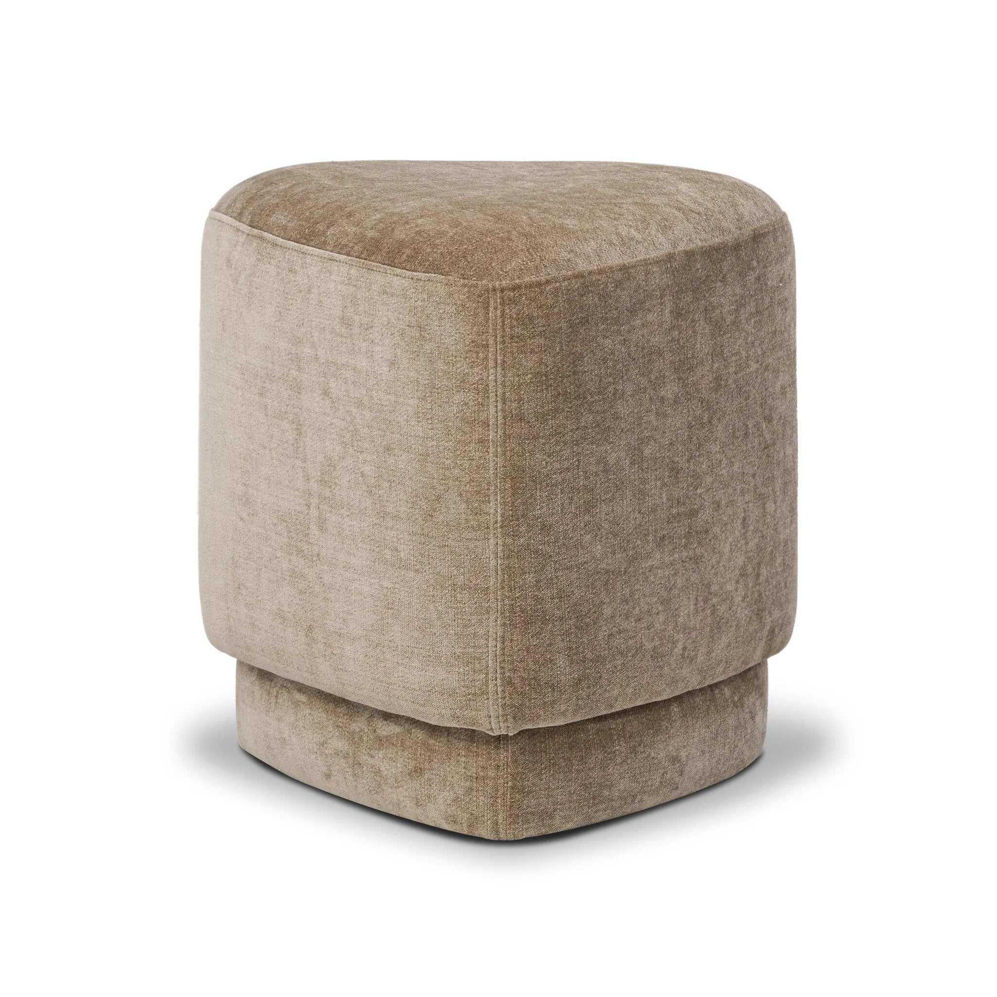Heart-shaped for a playful addition to the bedroom or living room, this velvety ottoman is texturally soft Amethyst Home provides interior design, new home construction design consulting, vintage area rugs, and lighting in the Laguna Beach metro area.