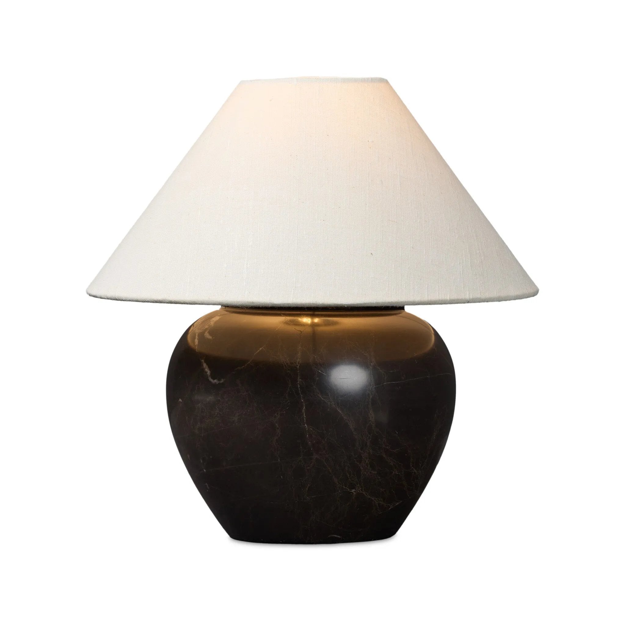 Make a refined yet subtle statement with this table lamp. A turned Italian rich brown marble base contrasts with an airy tapered cream linen shade.As enthusiasts of luxe materials at Amethyst, we love the optimistic inspired Denver Table Lamp. This item pairs well with other brands such as Four Hands and is perfect for eclectic homes Amethyst Home provides interior design, new home construction design consulting, vintage area rugs, and lighting in the Los Angeles metro area.