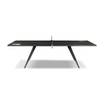 Dual-function fun is the star of this ping pong table from District Eight. Its light minimalist design channels industrial features like an oak plane top, cast iron legs and a leather sling net attached with steel clamps, which can be easily removed to become a dining table that seats 12. Amethyst Home provides interior design, new home construction design consulting, vintage area rugs, and lighting in the Miami metro area.