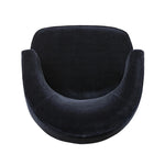 The continuous form of this swivel chair creates a sleek look that elevates everyday seating. Upholstered in navy wool blend, its sleek design is complemented by a 360-degree swivel and pedestal base of solid parawood for a mixed media moment Amethyst Home provides interior design, new home construction design consulting, vintage area rugs, and lighting in the Alpharetta metro area.