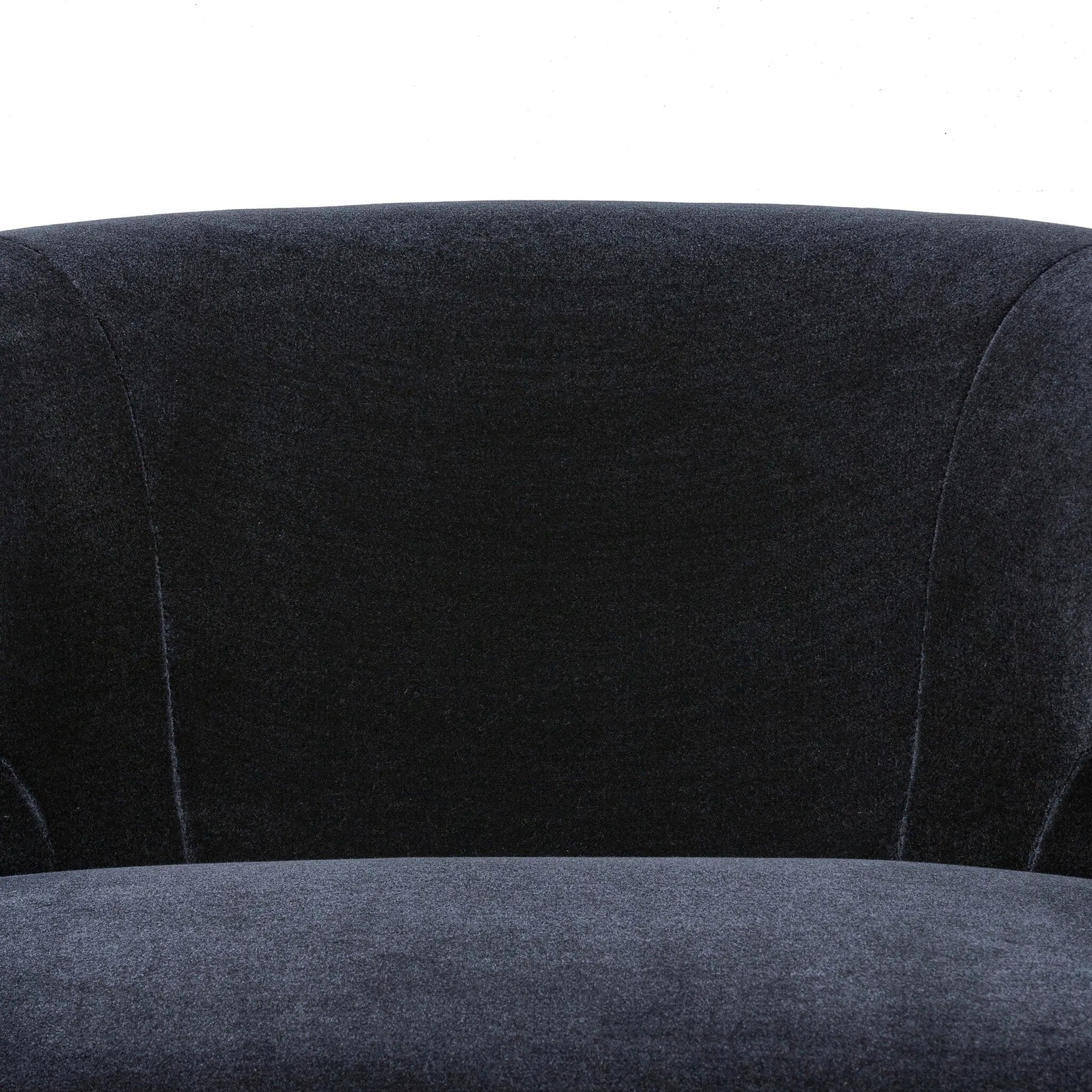 The continuous form of this swivel chair creates a sleek look that elevates everyday seating. Upholstered in navy wool blend, its sleek design is complemented by a 360-degree swivel and pedestal base of solid parawood for a mixed media moment Amethyst Home provides interior design, new home construction design consulting, vintage area rugs, and lighting in the Los Angeles metro area.