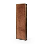 Add privacy where you need it with a vintage-inspired room divider. Three long panels are upholstered in a rich rust-colored chenille and framed out by warm parawood Amethyst Home provides interior design, new home construction design consulting, vintage area rugs, and lighting in the Calabasas metro area.