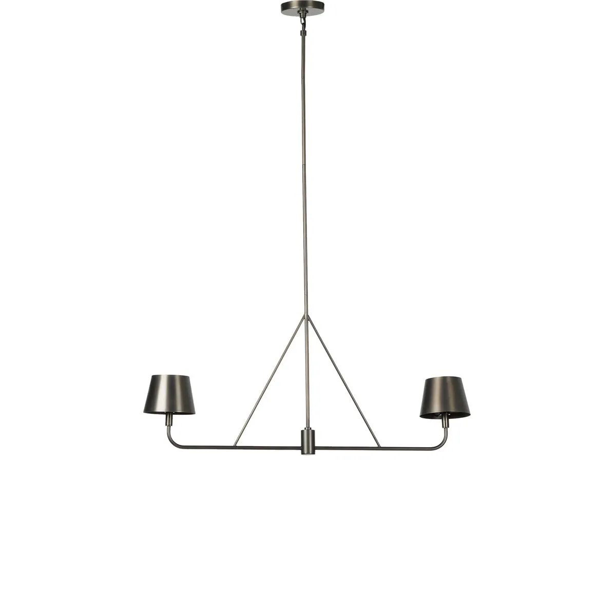 Featuring Dudley Dark Antique Iron Linear Chandelier by Four Hands at Amethyst Home. A linear chandelier reinterprets a classic design with its modern, structured lines. Crafted from iron and refreshed with a dark antique finish.
Overall Dimensions: 7.0" L x 44.5 " W x 18.75" H
Collection: CamdenColors: Dark Antique Iron, Black CordMaterials: Iron, Ther. Amethyst Home provides interior design, new home construction design consulting, vintage area rugs, and lighting in the Newport Beach metro area.