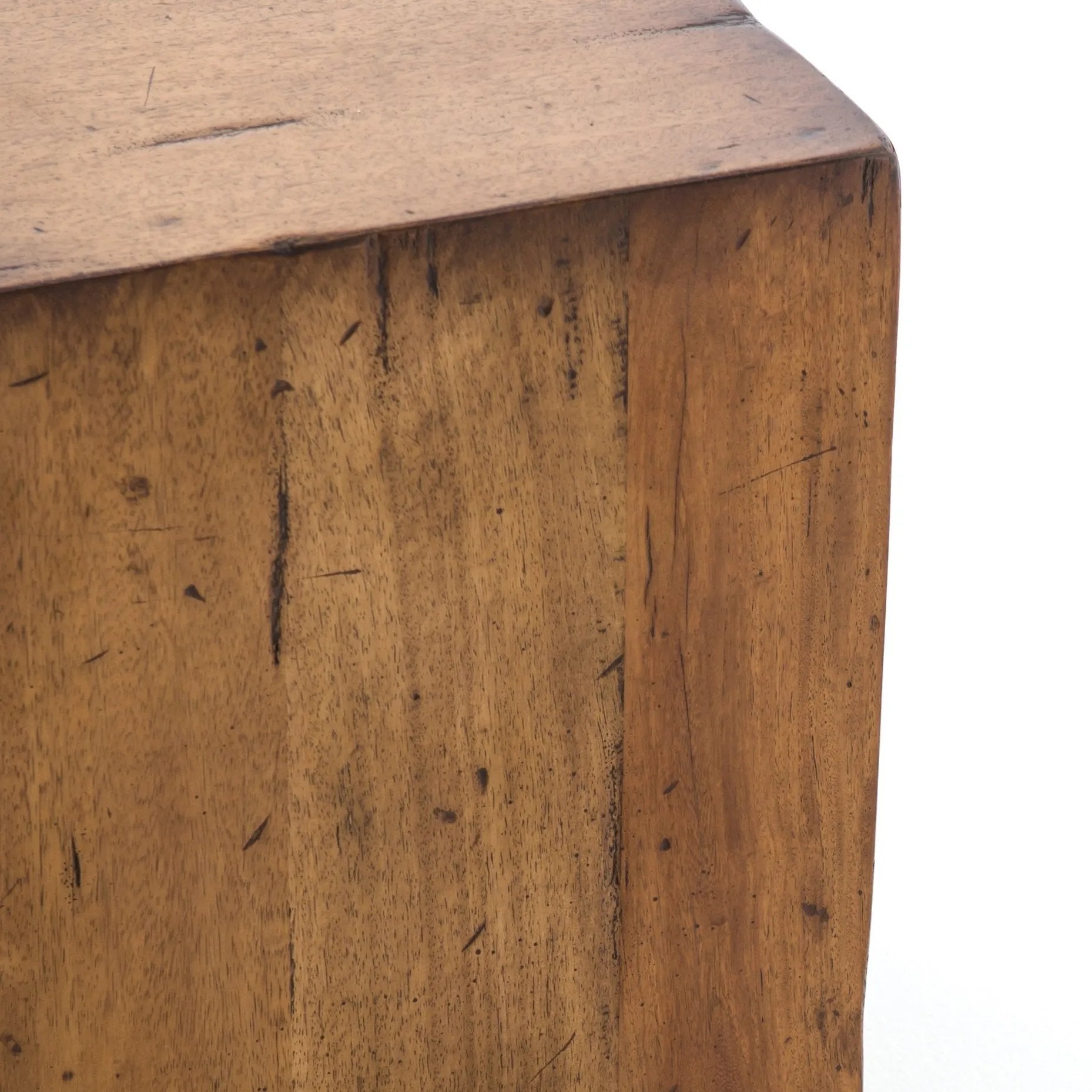 Rich, reclaimed woods deliver depth beyond simple shaping. Warm brown tones reveal natural knots and graining for a distinctively found feel Amethyst Home provides interior design, new home construction design consulting, vintage area rugs, and lighting in the Dallas metro area.