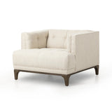 Featuring Dylan Kerbey Taupe Chair by Four Hands at Amethyst Home. Overall Dimensions: 34.75"w x 34.75"d x 25.25"hWeight : 57.54 lbsMaterials: 96% Polyester, 4% Acrylic, Solid Parawood. Amethyst Home provides interior design, new home construction design consulting, vintage area rugs, and lighting in the Miami metro area.