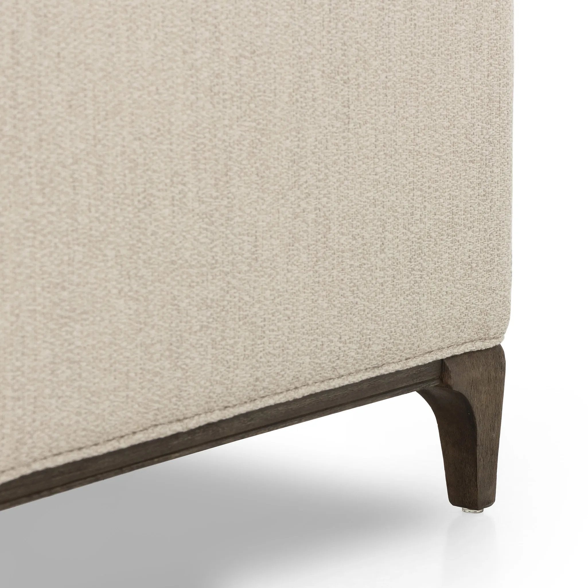 Featuring Dylan Kerbey Taupe Chair by Four Hands at Amethyst Home. Overall Dimensions: 34.75"w x 34.75"d x 25.25"hWeight : 57.54 lbsMaterials: 96% Polyester, 4% Acrylic, Solid Parawood. Amethyst Home provides interior design, new home construction design consulting, vintage area rugs, and lighting in the Nashville metro area.
