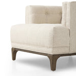Featuring Dylan Kerbey Taupe Chair by Four Hands at Amethyst Home. Overall Dimensions: 34.75"w x 34.75"d x 25.25"hWeight : 57.54 lbsMaterials: 96% Polyester, 4% Acrylic, Solid Parawood. Amethyst Home provides interior design, new home construction design consulting, vintage area rugs, and lighting in the Tampa metro area.