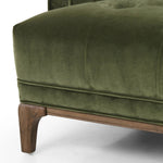 Featuring Dylan Sapphire Olive Chair by Four Hands at Amethyst Home. A low, spacious mid-century silhouette is covered in velvety upholstery in an intriguing sapphire olive, with blind tufting.Overall Dimensions: 34.75"w x 34.75"d x 25.25"hWeight : 57.54 lbsMaterials: 95% Polyester, 5% Cotton, Solid Parawood. Amethyst Home provides interior design, new home construction design consulting, vintage area rugs, and lighting in the Alpharetta metro area.