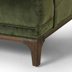 Featuring Dylan Sapphire Olive Chair by Four Hands at Amethyst Home. A low, spacious mid-century silhouette is covered in velvety upholstery in an intriguing sapphire olive, with blind tufting.Overall Dimensions: 34.75"w x 34.75"d x 25.25"hWeight : 57.54 lbsMaterials: 95% Polyester, 5% Cotton, Solid Parawood. Amethyst Home provides interior design, new home construction design consulting, vintage area rugs, and lighting in the Newport Beach metro area.