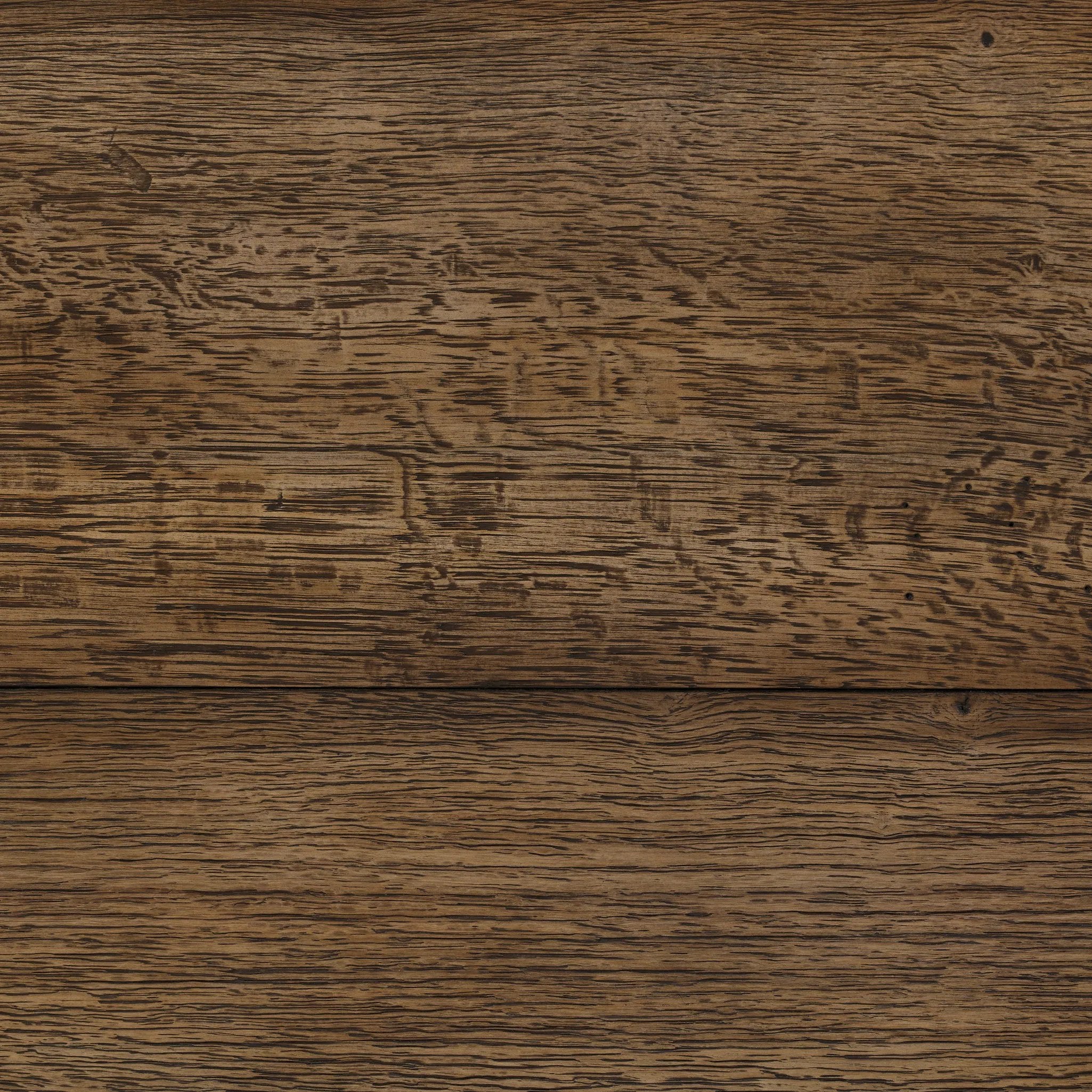 This Wabi Sabi-inspired accent bench feels like a family heirloom, thanks to the timeless look of burnt bleached oak. A trellis base, wide planked top and natural cracks and graining reflect the artisanship behind this special found-feeling pieces Amethyst Home provides interior design, new home construction design consulting, vintage area rugs, and lighting in the Dallas metro area.
