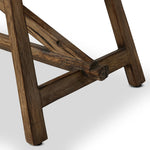 This Wabi Sabi-inspired accent bench feels like a family heirloom, thanks to the timeless look of burnt bleached oak. A trellis base, wide planked top and natural cracks and graining reflect the artisanship behind this special found-feeling pieces Amethyst Home provides interior design, new home construction design consulting, vintage area rugs, and lighting in the Washington metro area.