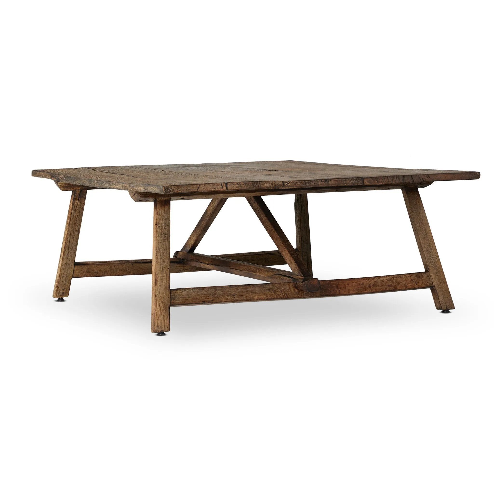 Featuring Elio Burnt Bleached Oak Small Coffee Table by Four Hands at Amethyst Home. Center your living space with a Wabi Sabi-inspired coffee table. Crafted from burnt bleached oak with a trellis base and wide plank top, this artisanal piece embraces the natural cracks and graining reflective of organic materials to bring a beautiful, character-rich look to yo. Amethyst Home provides interior design, new home construction design consulting, vintage area rugs, and lighting in the Omaha metro area.