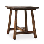 Accent your living space with a Wabi Sabi-inspired end table. Crafted from burnt bleached oak with a trellis base and wide plank top, this artisanal piece embraces the natural cracks and graining reflective of organic materials to bring a beautiful, character-rich look to your space Amethyst Home provides interior design, new home construction design consulting, vintage area rugs, and lighting in the Tampa metro area.