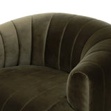 Featuring Elliana Surrey Olive Swivel Chair by Four Hands at Amethyst Home. Meet the chair that offers it all: curves, color, texture, durability, and sustainability. All atop a modern 360-degree swivel. Easy to clean and made from fully recyclable materials, FIQA fabrics are machine-washable, stain-resistant, water-repellent and antimicrobial.Overall Dimen. Amethyst Home provides interior design, new home construction design consulting, vintage area rugs, and lighting in the Charlotte metro area.