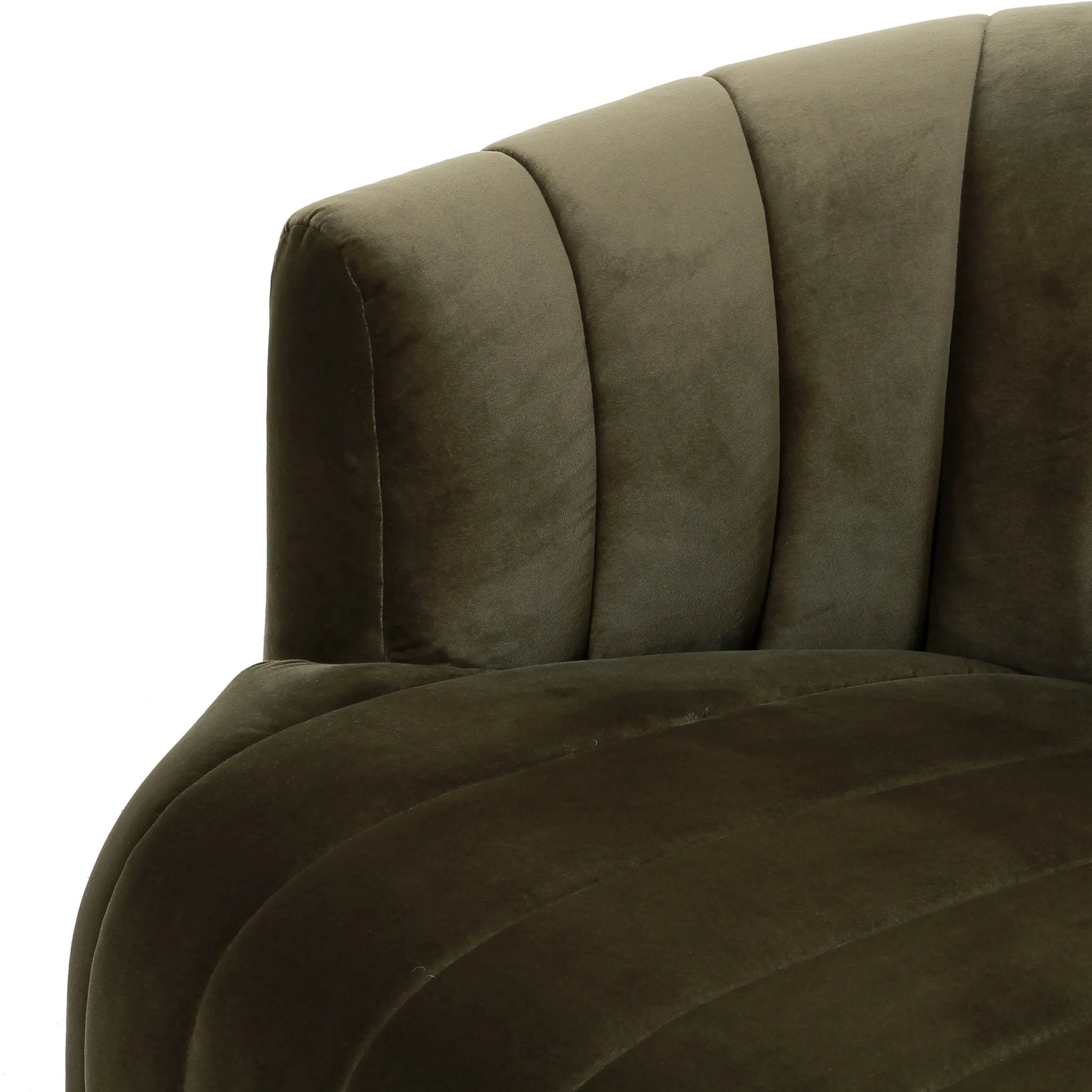 Featuring Elliana Surrey Olive Swivel Chair by Four Hands at Amethyst Home. Meet the chair that offers it all: curves, color, texture, durability, and sustainability. All atop a modern 360-degree swivel. Easy to clean and made from fully recyclable materials, FIQA fabrics are machine-washable, stain-resistant, water-repellent and antimicrobial.Overall Dimen. Amethyst Home provides interior design, new home construction design consulting, vintage area rugs, and lighting in the San Diego metro area.