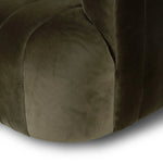 Featuring Elliana Surrey Olive Swivel Chair by Four Hands at Amethyst Home. Meet the chair that offers it all: curves, color, texture, durability, and sustainability. All atop a modern 360-degree swivel. Easy to clean and made from fully recyclable materials, FIQA fabrics are machine-washable, stain-resistant, water-repellent and antimicrobial.Overall Dime. Amethyst Home provides interior design, new home construction design consulting, vintage area rugs, and lighting in the Scottsdale metro area.