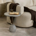 A minimalist end table just made outdoor entertaining easier. Made from solid concrete with an aged smoked finish and sized to be styled seamlessly just about anywhere. Cover or store indoors during inclement weather and when not in use Amethyst Home provides interior design, new home construction design consulting, vintage area rugs, and lighting in the Charlotte metro area.