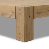 Built from thick-cut oak and veneers with an aged smoked finish, this farmhouse-inspired coffee table features chunky squared legs Amethyst Home provides interior design, new home construction design consulting, vintage area rugs, and lighting in the Park City metro area.